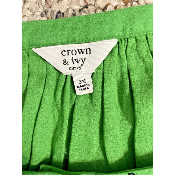 Crown & Ivy Peasant Top NWT Blouse Boho sz 3X Plus 3/4 Sleeve Embroidered Tunic - Picture 4 of 16